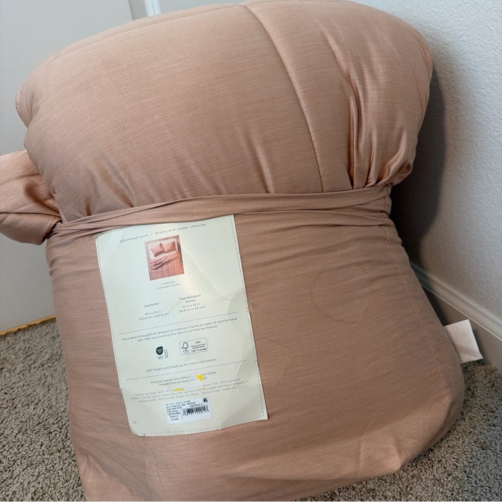 CASALUNA Full/Queen Rayon from Bamboo Comforter Set Light Adobe Clay NEW - Picture 6 of 6